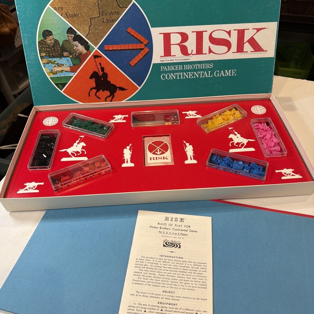 1968 Vintage Risk Board Game Parker Brothers Continental Game Complete USA Retro